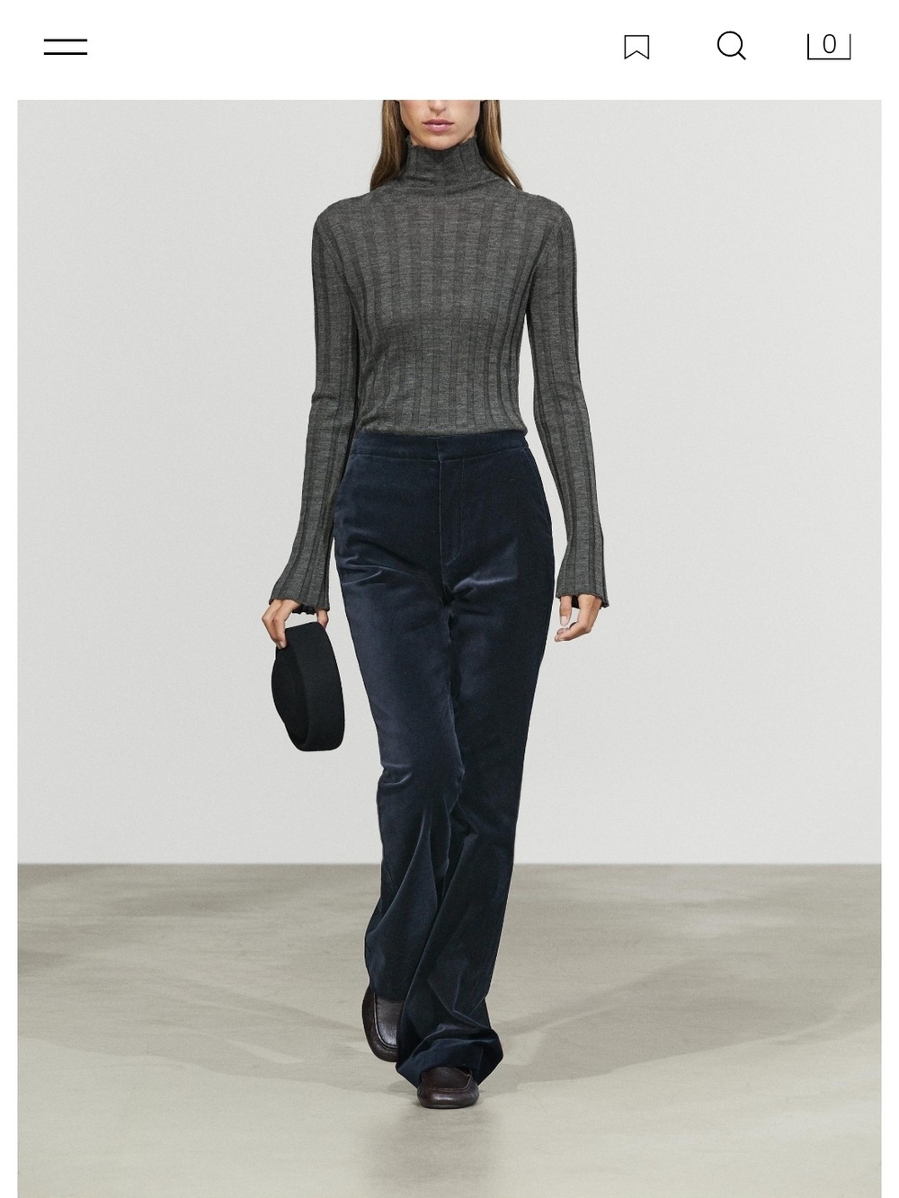 Zara Wide-Leg Velvet Pants in Navy